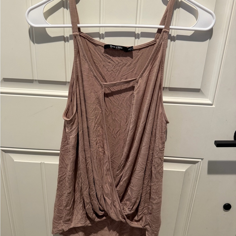 Doe & Rae Tan Drape Tank Top - Picture 3 of 4
